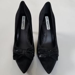 Karl Lagerfeld Black Heels with Bow Detail